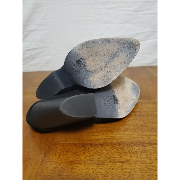 Eileen Fisher Hawk Black Suede Chunky Pump Heels Shoes Size 7.5 - Picture 7 of 9